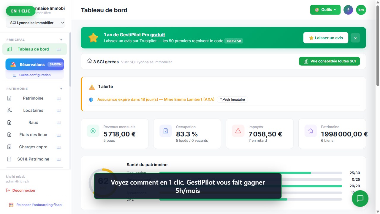 Tableau de bord GestiPilot — Voyez comment en 1 clic